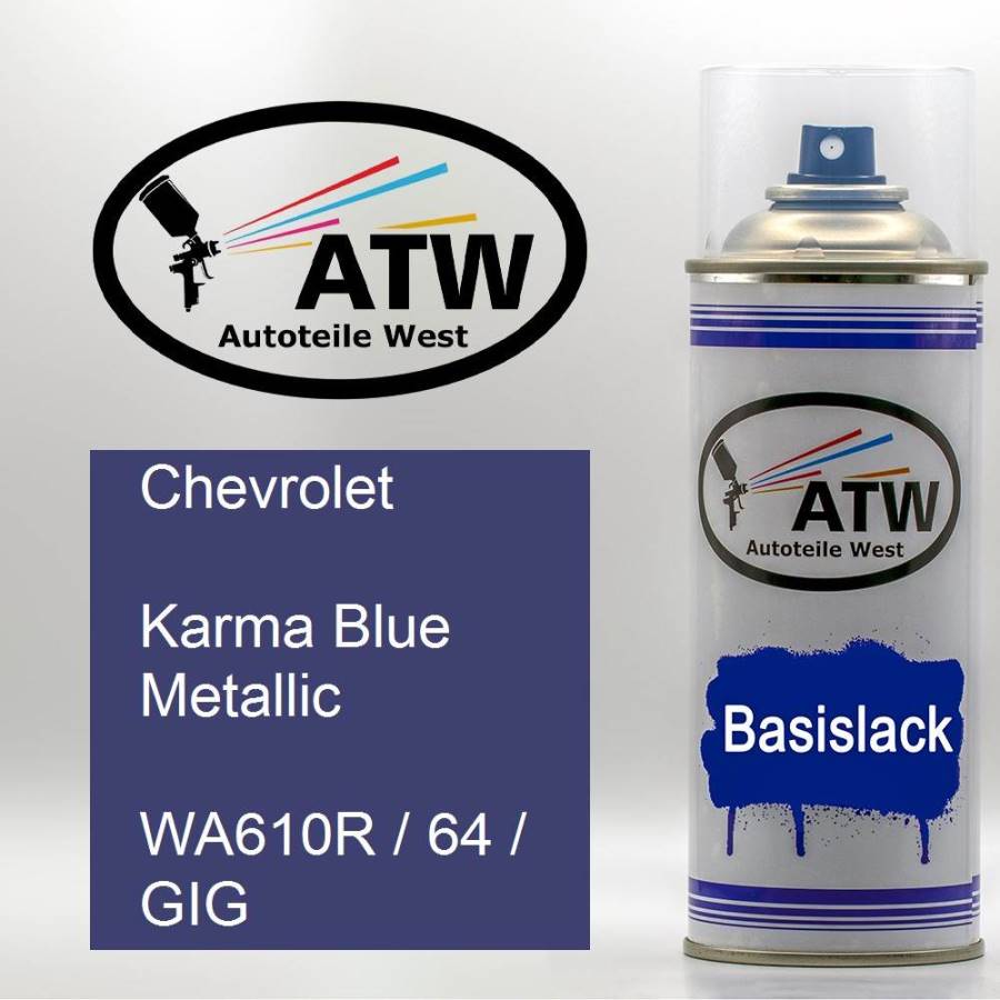Chevrolet, Karma Blue Metallic, WA610R / 64 / GIG: 400ml Sprühdose, von ATW Autoteile West.